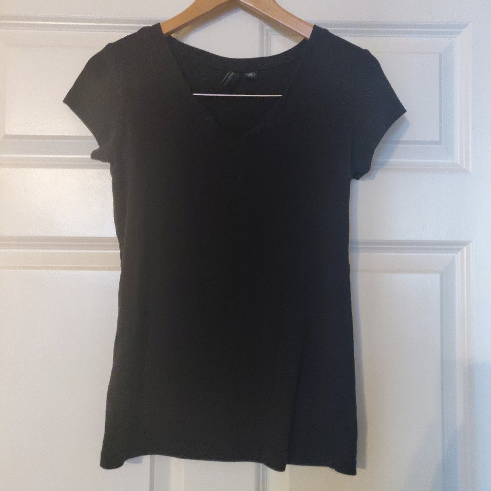 Black V Neck Tee
